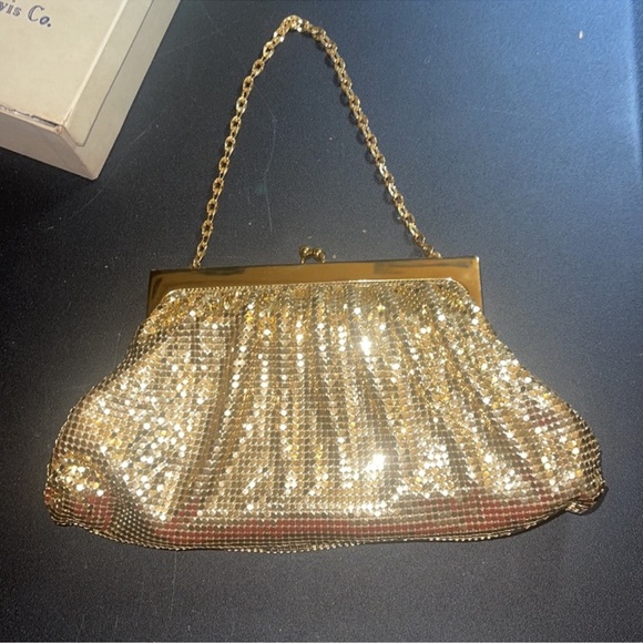 Vintage Whiting & Davis Gold Mesh Bag w/Original Box & Accessories - Picture 2 of 7